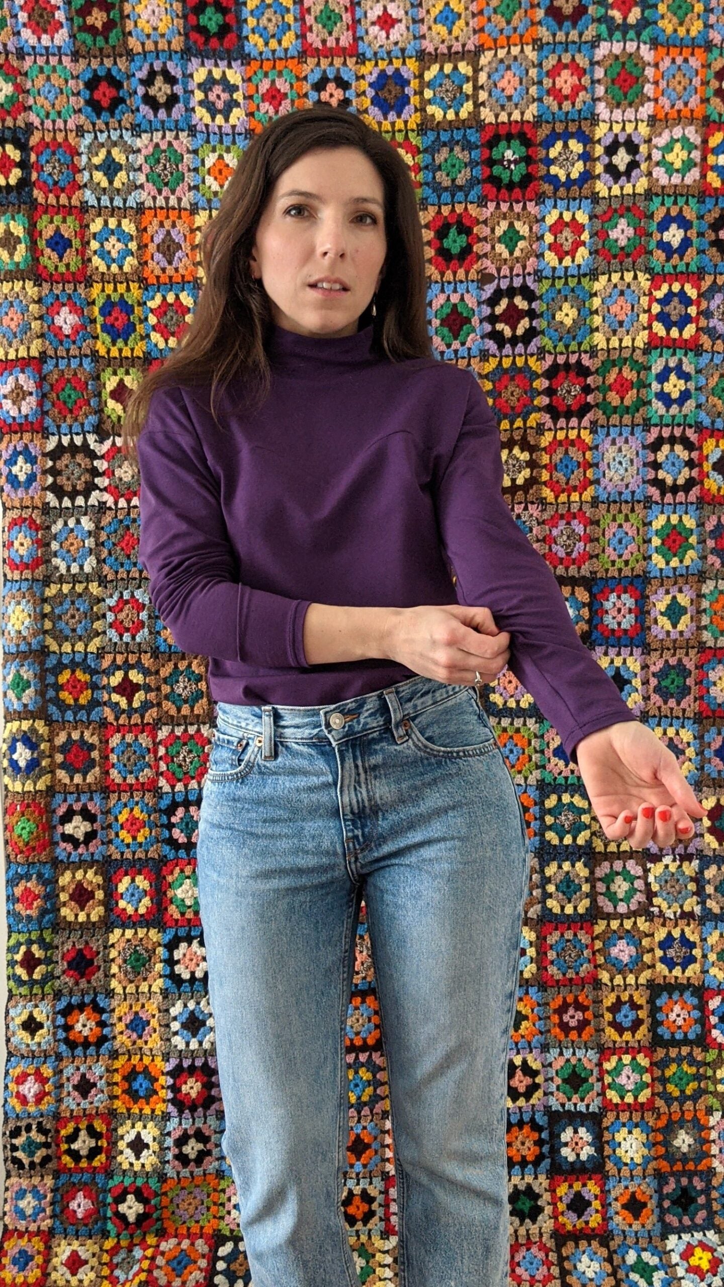High neck long bat sleeved top pattern - VAGUE