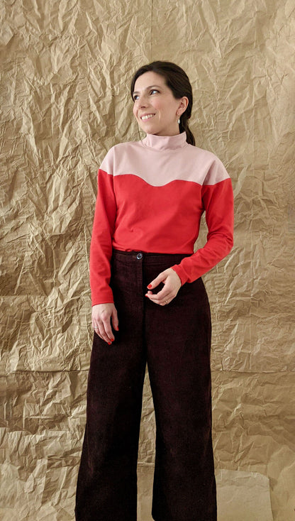 High neck long bat sleeved top pattern - VAGUE