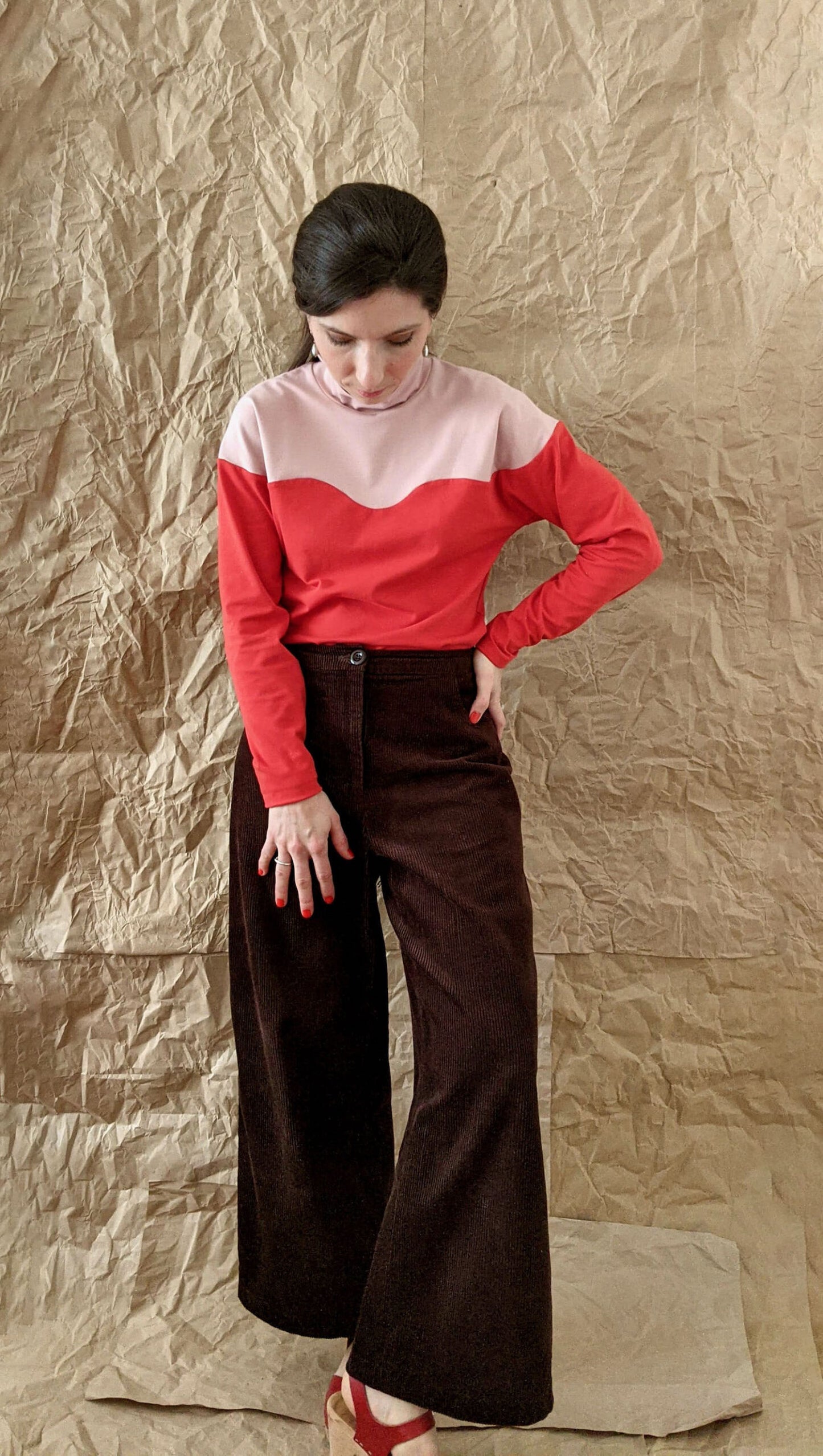 High neck long bat sleeved top pattern - VAGUE