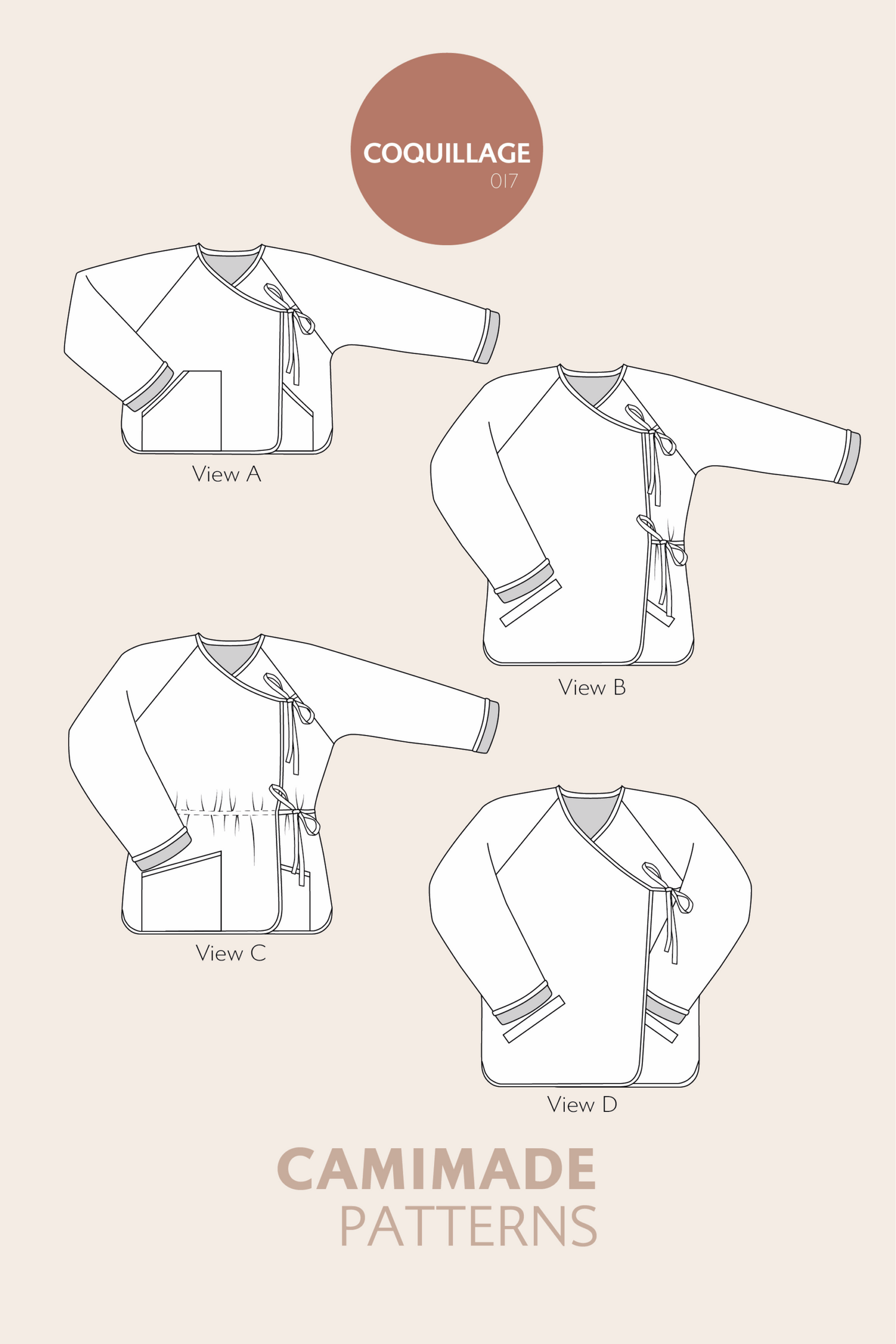 Wrap quilted jacket pattern - COQUILLAGE