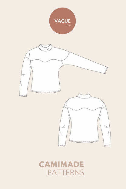 High neck long bat sleeved top pattern - VAGUE