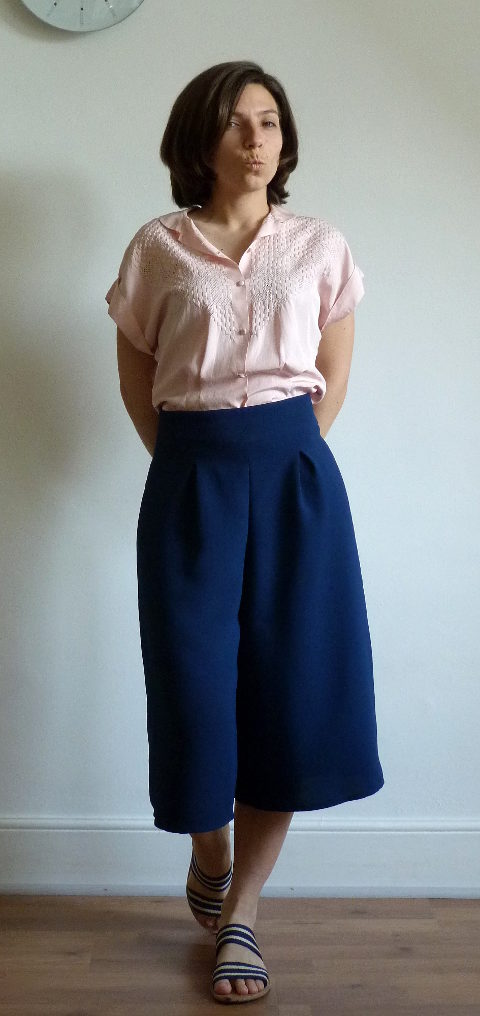 Blue shop culottes outfit