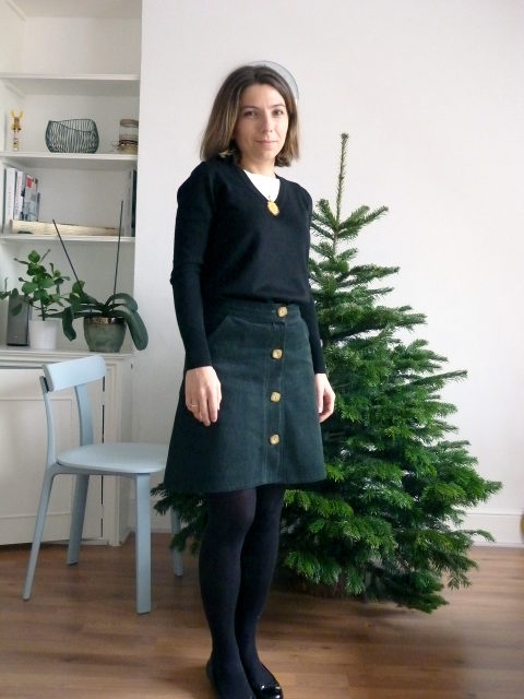 Corduroy skirt with clearance tights