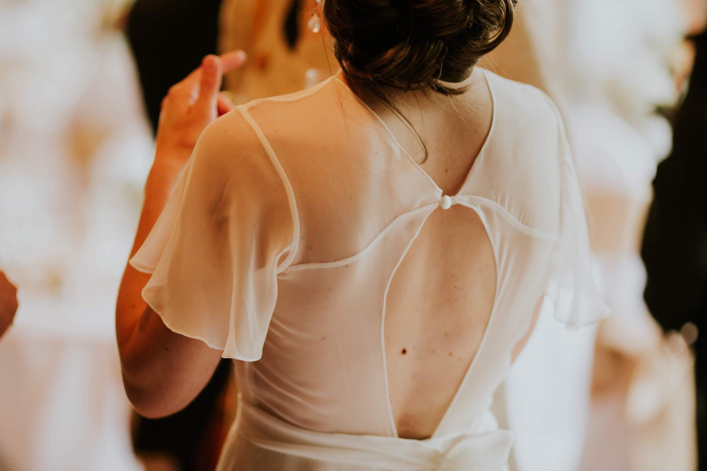 hand made wedding dress see through back